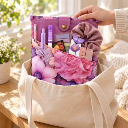 Purple Blind Date With a Book Gift Set –  Reusable Book Sleeve Cover with Pockets