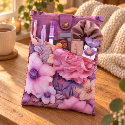Purple Blind Date With a Book Gift Set –  Reusable Book Sleeve Cover with Pockets
