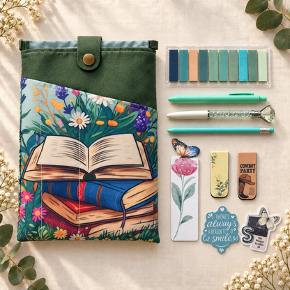 Green Blind Date With a Book Gift Set –  Reusable Book Sleeve Cover with Pockets (Copy)