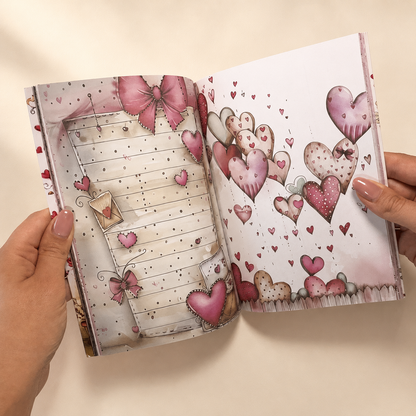 Romantic Rose Illustrated Journal Set, 13-Piece Pink A5 Stationery Kit with 96 Unique Pages, Diary, Notebook