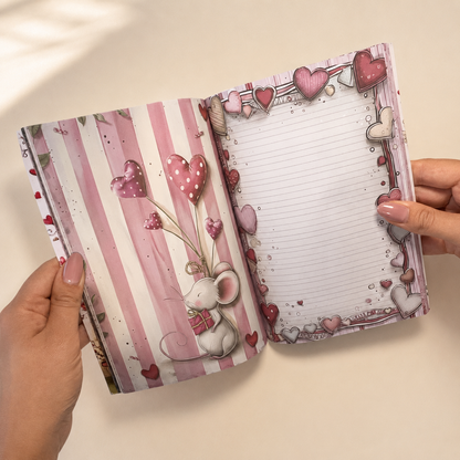 Romantic Rose Illustrated Journal Set, 13-Piece Pink A5 Stationery Kit with 96 Unique Pages, Diary, Notebook