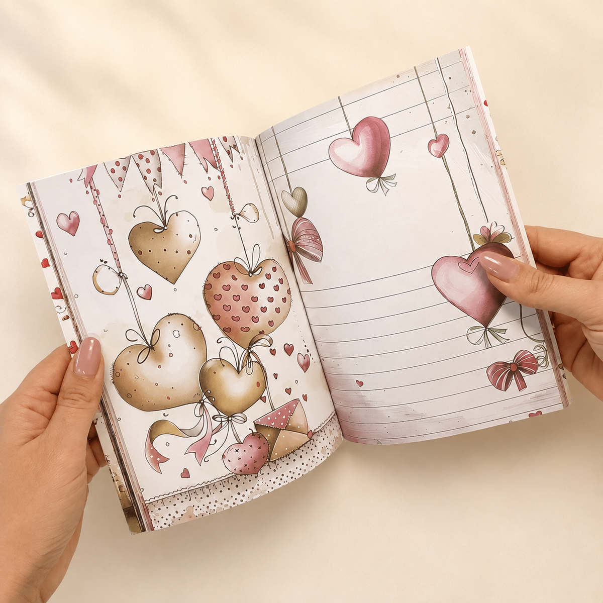 Romantic Rose Illustrated Journal Set, 13-Piece Pink A5 Stationery Kit with 96 Unique Pages, Diary, Notebook