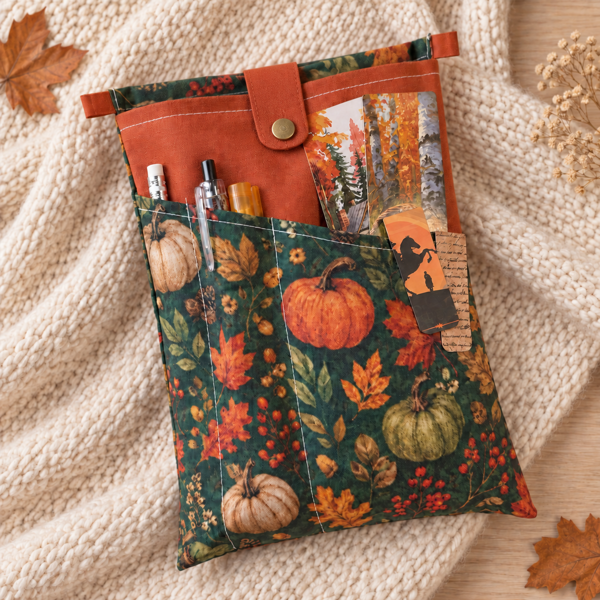 Autumn Blind Date With a Book Gift Set –  Reusable Book Sleeve Cover with Pockets